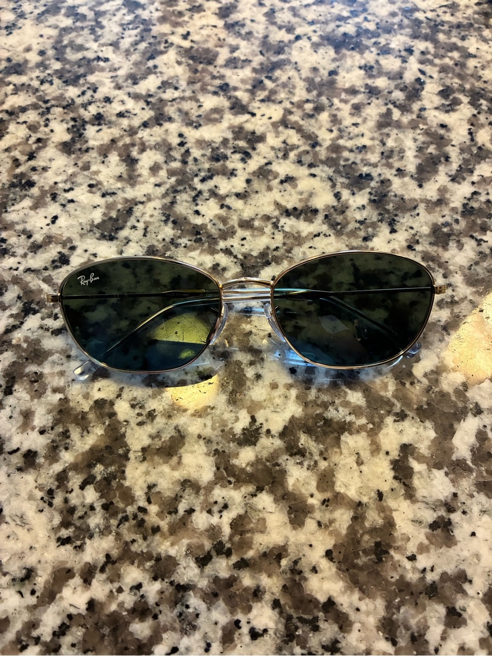 Ray-Ban Gold Frame Sunglasses with Dark Green Lenses